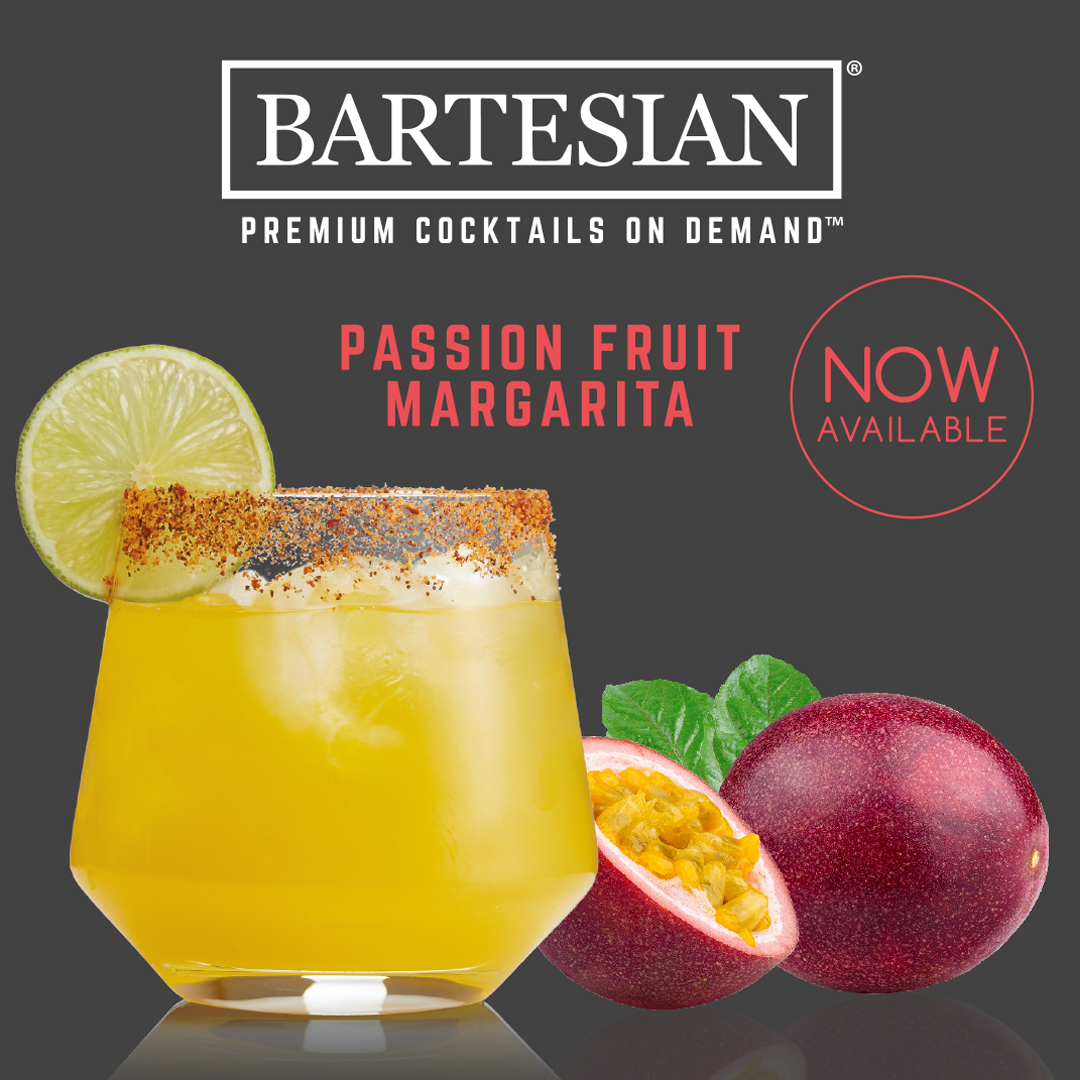 Bartesian's tweet photo. New cocktail launch! Sweet, tropical, and tangy, the Passion Fruit Margarita is fruit-forward with tart and sour notes from passion fruit, combined with citrus notes from triple sec and lime juice. Enjoy! 🎉🍹#bartesian https://t.co/OzEbQpQfCj