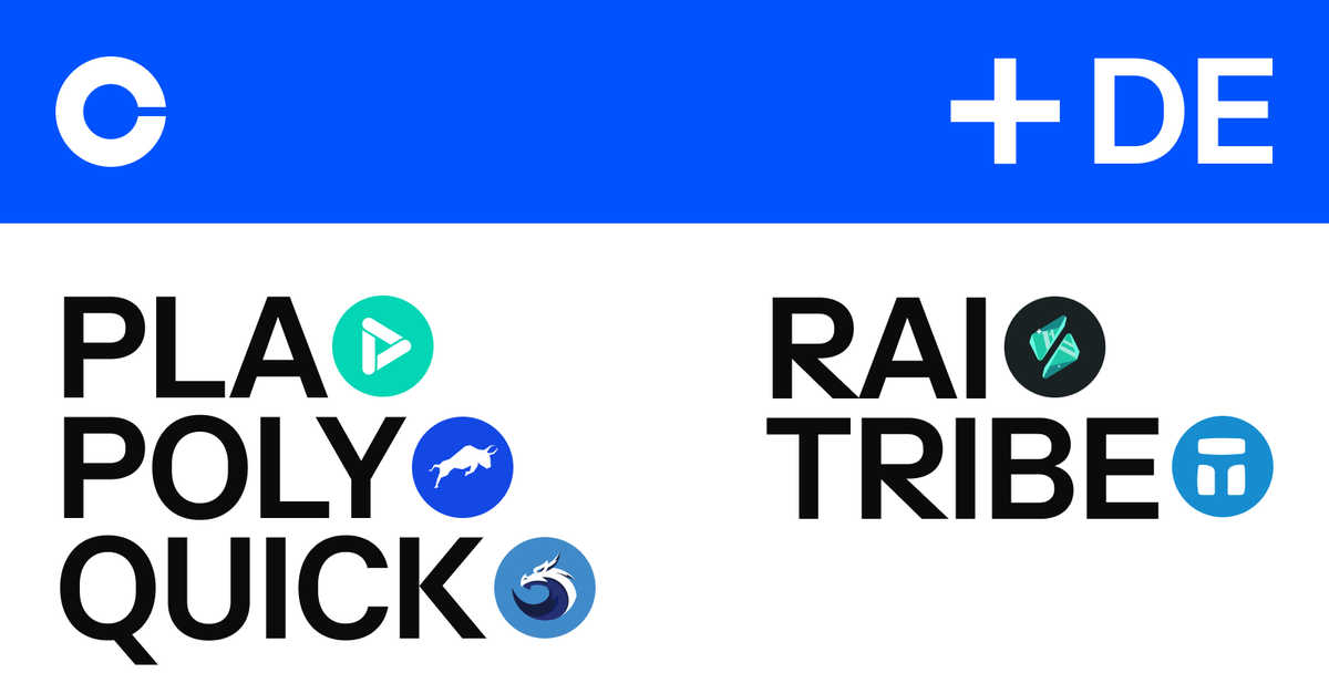 PLA, POLY, QUICK, RAI &amp; TRIBE are now available to residents in Germany. Residents can log in to buy, convert, send, receive or store this asset at Coinbase.com and in the Coinbase iOS and Android apps.