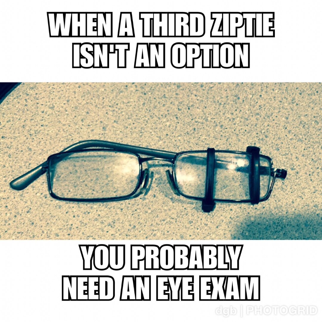 What’s the most unique way you’ve seen your patients repair their glasses? Don’t forget to remind them that if they purchase their eyewear from you, you’ll be happy to help them so they don’t have to resort to zip ties, super glue, or duct tape.