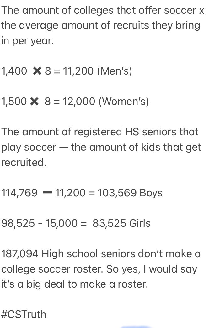 ImCollegeSoccer's tweet photo. Recruits &amp; Current Players: 

It’s a big deal to be a part of a college soccer roster. 

#CSTruth https://t.co/pcGiiSKjXr