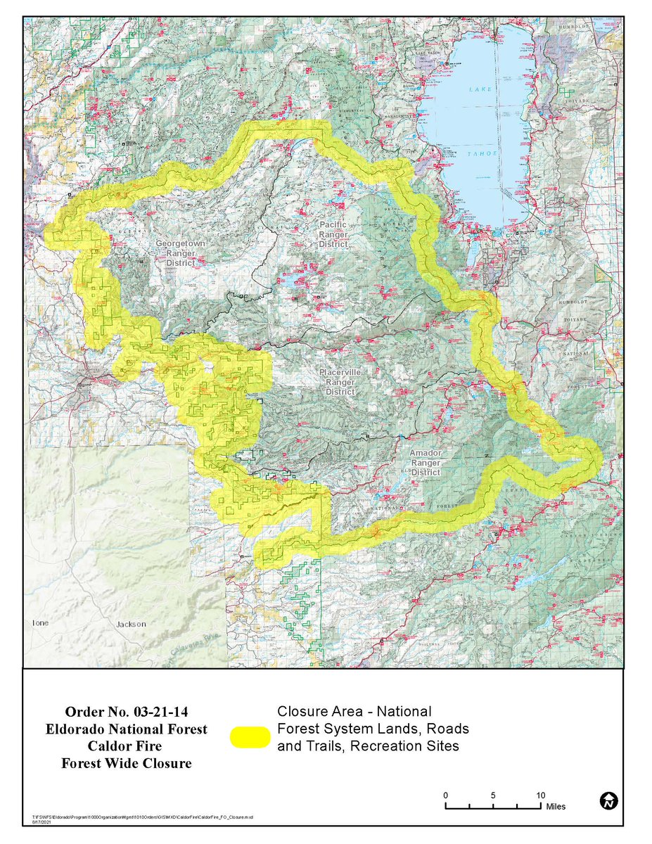 This forest closure is due to extreme concerns for public and firefighter safety resulting from the Caldor Fire. Your support and cooperation is greatly appreciated.