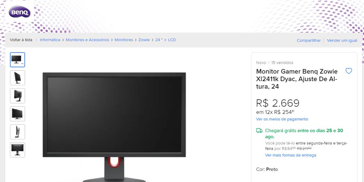 falaaa guys, facul me sequestrou

tem um amigo vendendo um monitor gamer da BENQ por R$ 750 reais mais barato, novo, lacrado

se alguém tiver interesse, manda DM

é igual esse aqui produto.mercadolivre.com.br/MLB-1703331701…