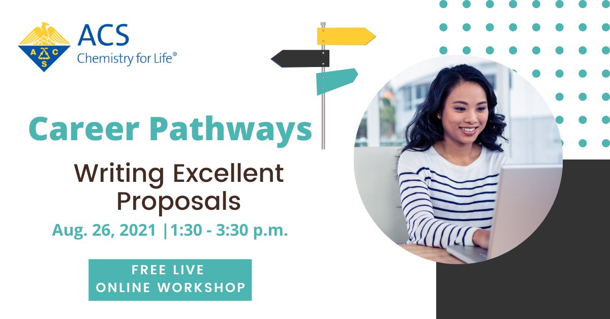 AmerChemSociety's tweet photo. Join us for the upcoming FREE #ACSPathways Virtual Classroom, "Writing Excellent Proposals," on Aug 26 & learn how to write #proposals that stand-out & gain the attention of the decision makers in #academia or #industry. https://t.co/SVbdwsYMj0 #Chemistry https://t.co/olWBPwjc1D