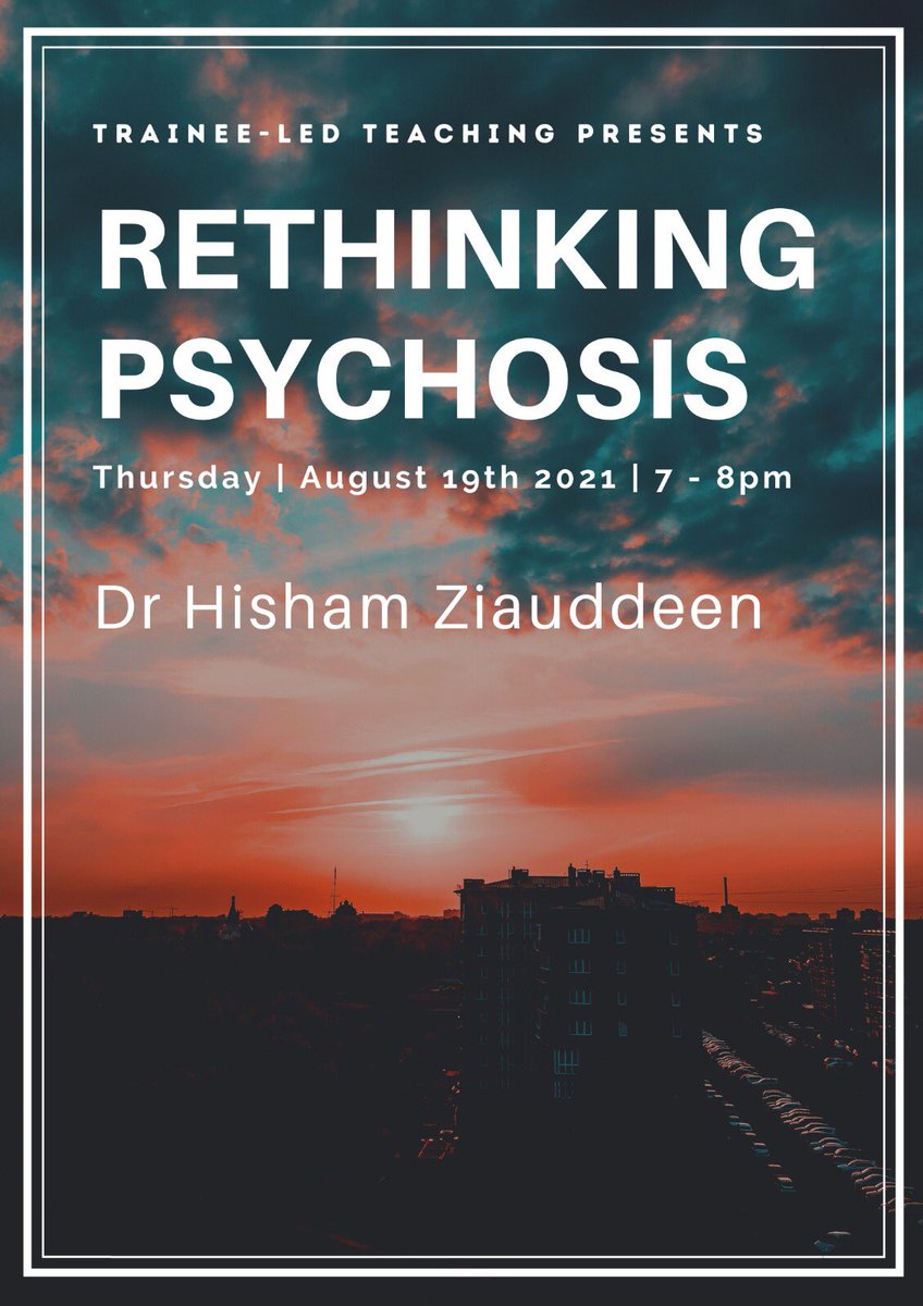 A new perspective on psychosis with <a href="/HZiauddeen/">Hisham Ziauddeen</a> - tomorrow, 7pm - 8pm via Zoom. SIGN UP HERE forms.gle/w7b5ebsb5Lv8ku… we will send out the link to all of you tomorrow!