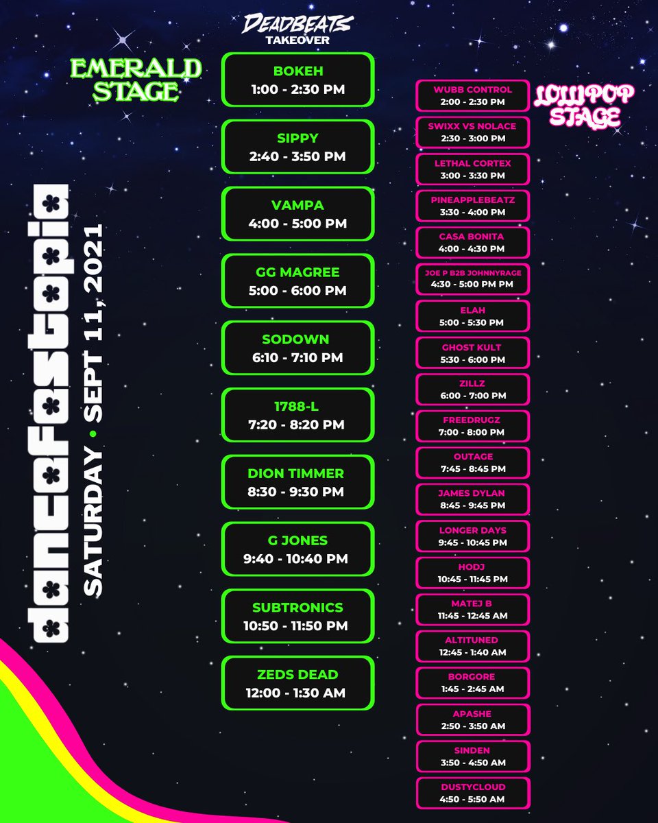 Dancefestopia schedule  2021