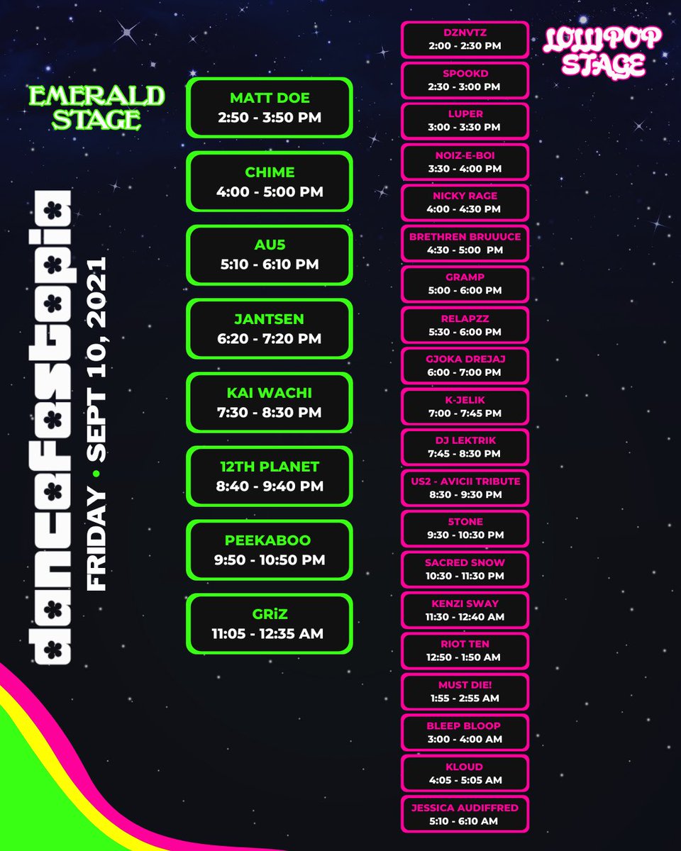 Dancefestopia schedule  2021