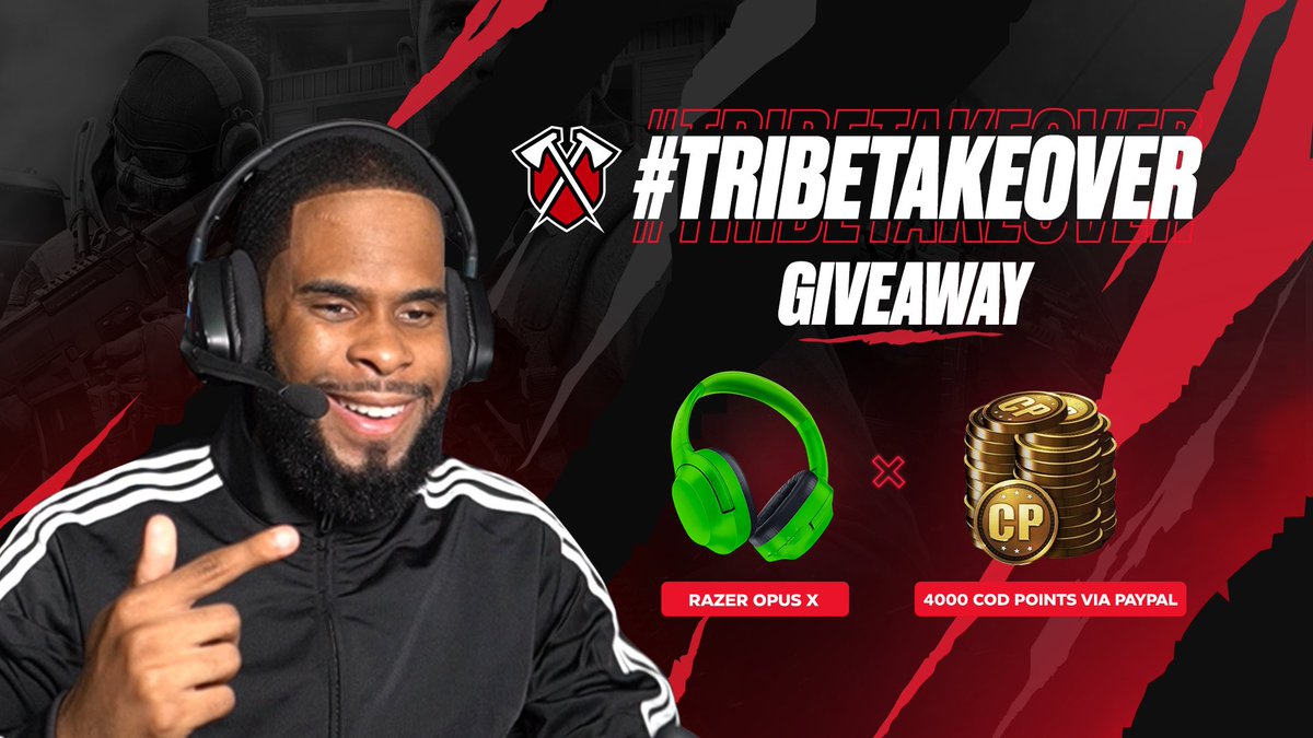 Kvle (@kvleofficialyt) on Twitter photo 🌟GIVEAWAY!🌟
Prizing: 1 Razer Opus X Headset and 4000 COD points!😍
Rules:
⚔️ Retweet
⚔️ Follow @kvleofficialYT, @razer, & @tribegaming
⚔️ Reply with #TRIBETAKEOVER
❗️Winner picked August 25th!
❗️CP gifted via PayPal 🌟GIVEAWAY!🌟
Prizing: 1 Razer Opus X Headset and 4000 COD points!😍
Rules:
⚔️ Retweet
⚔️ Follow @kvleofficialYT, @razer, & @tribegaming
⚔️ Reply with #TRIBETAKEOVER
❗️Winner picked August 25th!
❗️CP gifted via PayPal