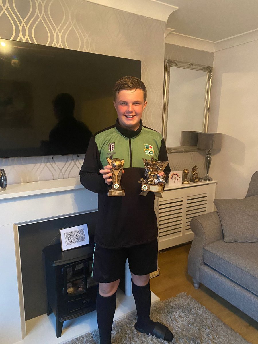 LeverJon's tweet photo. What a season he’s had ! Players most improved for @atherton_vipers voted by his team mates. Now managers player for his Sunday team (where he isn’t managed by his dad). Oh and not forgetting a @OfficialBBDFL league winners medal. Proud of you son. https://t.co/IrXL7OMO7T