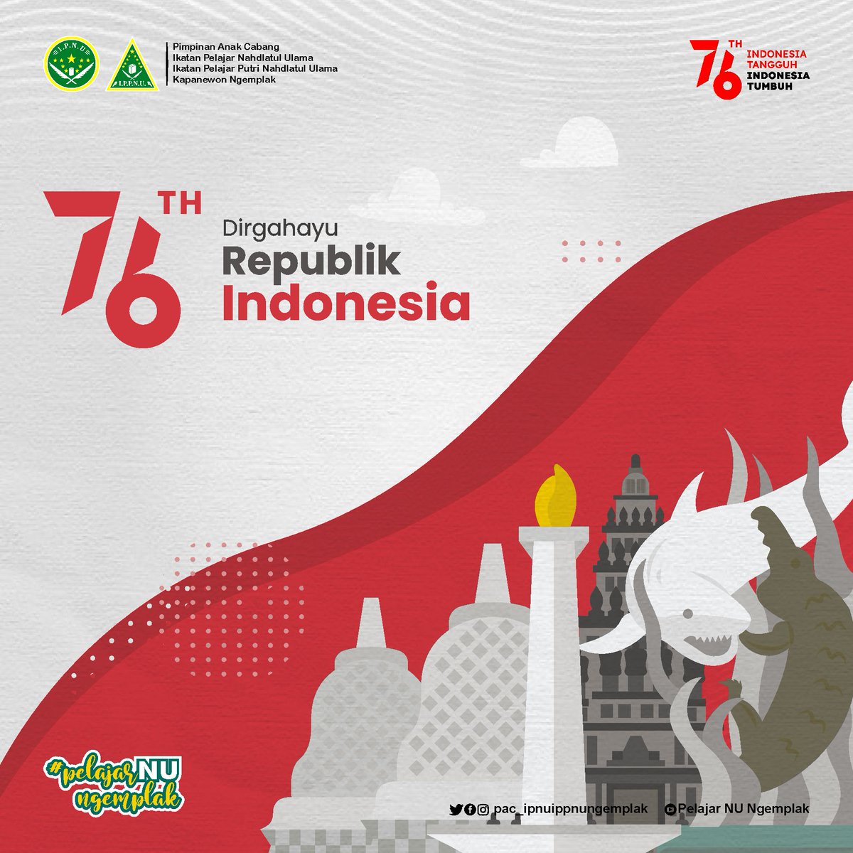 IP3NUNgemplak's tweet photo. (Late post)
Dirgahayu ke-76 Republik Indonesia
"Indonesia Tangguh, Indonesia Tumbuh"
17 Agustus 1945-17 Agustus 2021 https://t.co/tq6b2iV21i
