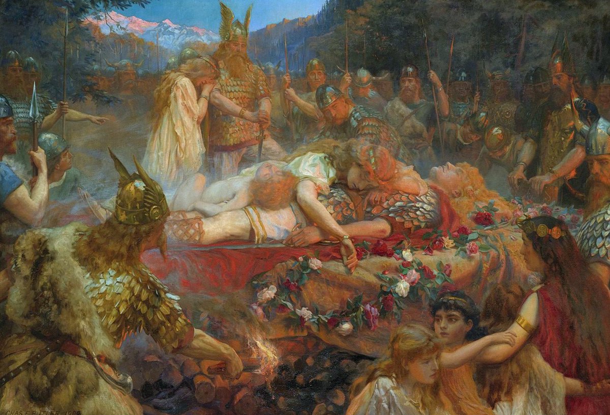 Charles Ernest Butler (1864–1933) Death of a viking warrior - 1909

#picoftheday #oilpainting #heritage #illustration #instaart #illustratio #beautiful #painting #heroism #battle #arm #warrior #vikingsofinstagram #history #archeology #norse