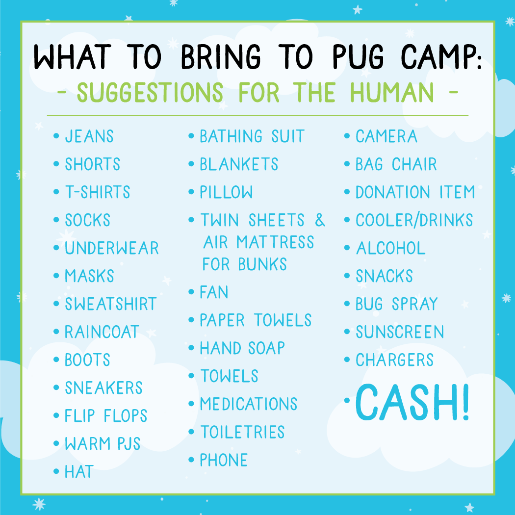 pugcamp's tweet photo. Not sure what to pack for Pug Camp? We've got you covered! Here is a suggested packing list. ⛺🐾 #pugcamp #pugcamp2021

Having major FOMO? There is still time to register! ➡️ https://t.co/PSYvMitMcM https://t.co/mrIwjVNfT2