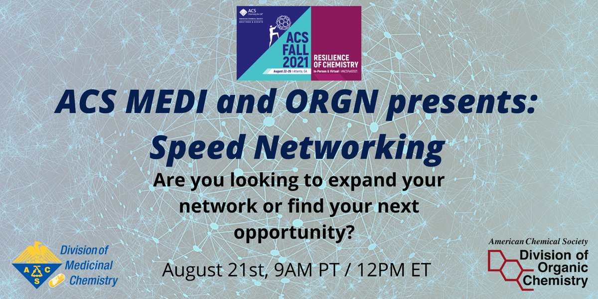ACS Division of Medicinal Chemistry (@acsmedi) on Twitter photo THIS Saturday, join <a href="/AcsMedi/">ACS Division of Medicinal Chemistry</a> and <a href="/ACSorganic/">ACS Organic Division</a> for a virtual networking event. Whether or not you're attending #ACSFall2021, come to make new connections with organic & medicinal chemists across academia and industry! Hope to see you there <a href="/ycc_acs/">YCC ACS</a> and <a href="/ACSUndergrad/">ACS Undergrad</a>! THIS Saturday, join <a href="/AcsMedi/">ACS Division of Medicinal Chemistry</a> and <a href="/ACSorganic/">ACS Organic Division</a> for a virtual networking event. Whether or not you're attending #ACSFall2021, come to make new connections with organic & medicinal chemists across academia and industry! Hope to see you there <a href="/ycc_acs/">YCC ACS</a> and <a href="/ACSUndergrad/">ACS Undergrad</a>!