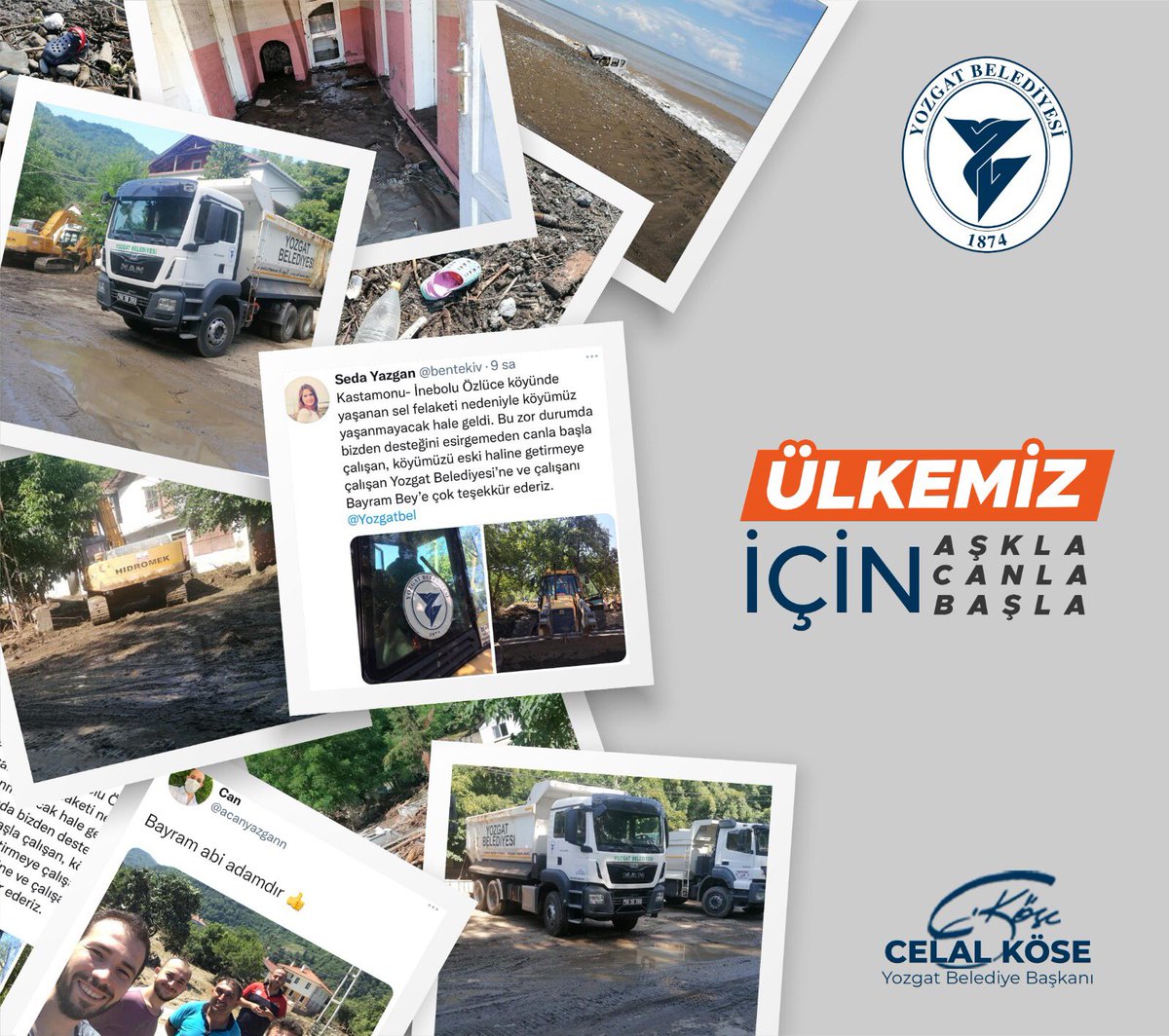 Sel felaketinden etkilenen Özlüce Köyü sakinlerimizin yanındayız.

Ülkemiz için aşkla, canla, başla çalışmalarımızı sürdüreceğiz.

Ekiplerimiz tüm gücüyle çalışmalarını sürdürecek. Rabbim her türlü felaketten, Ülkemizi ve Milletimizi muhafaza eylesin.

Geçmiş olsun.