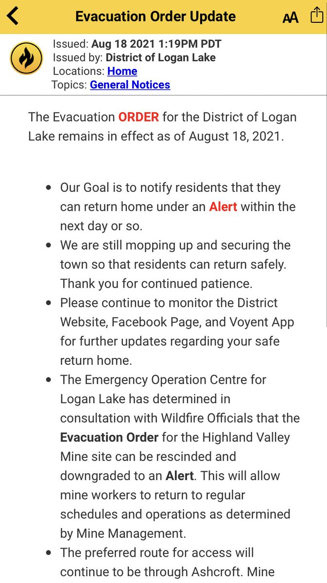 Wow. Big and exciting news here for the people of #LoganLake. 

People could return home by tomorrow (or so) after the Tremont wildfire forced them out of their homes last week.