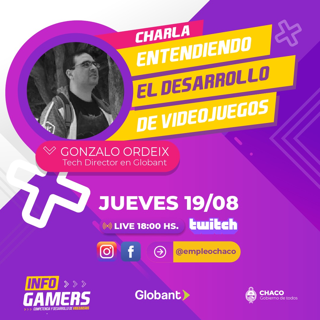🗣️HABLEMOS DE VIDEOJUEGOS

¿Te acordás de las charlas que te prometimos?
¿Te intriga saber cómo podría ser tu vida de desarrollador/a?

🕹️Si vas a empezar tu camino en la Industria del Videojuego te invitamos a que participes de esta charla con un experto de nivel internacional.