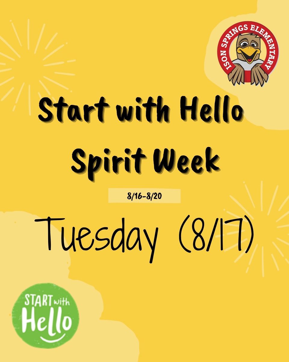 Patterns, colleges, and sports teams, oh my!
Check out Tuesday’s post for our #FCSStartWithHello spirit week 👉🏼 
bit.ly/3mg1ec3
•
•
•
<a href="/IsonSpringsES/">IsonSpringsES</a> 
@LakashaLee