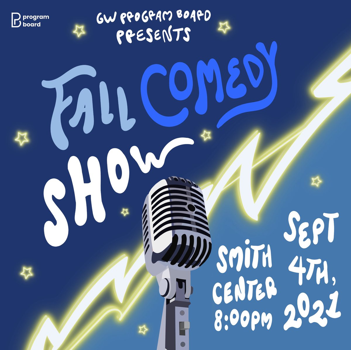 SAVE THE DATE 🔊 Fall Comedy Show will be happening in the Smith Center on September 4th at 8 pm. Stay tuned for the comedian announcement and ticket link! 🎙