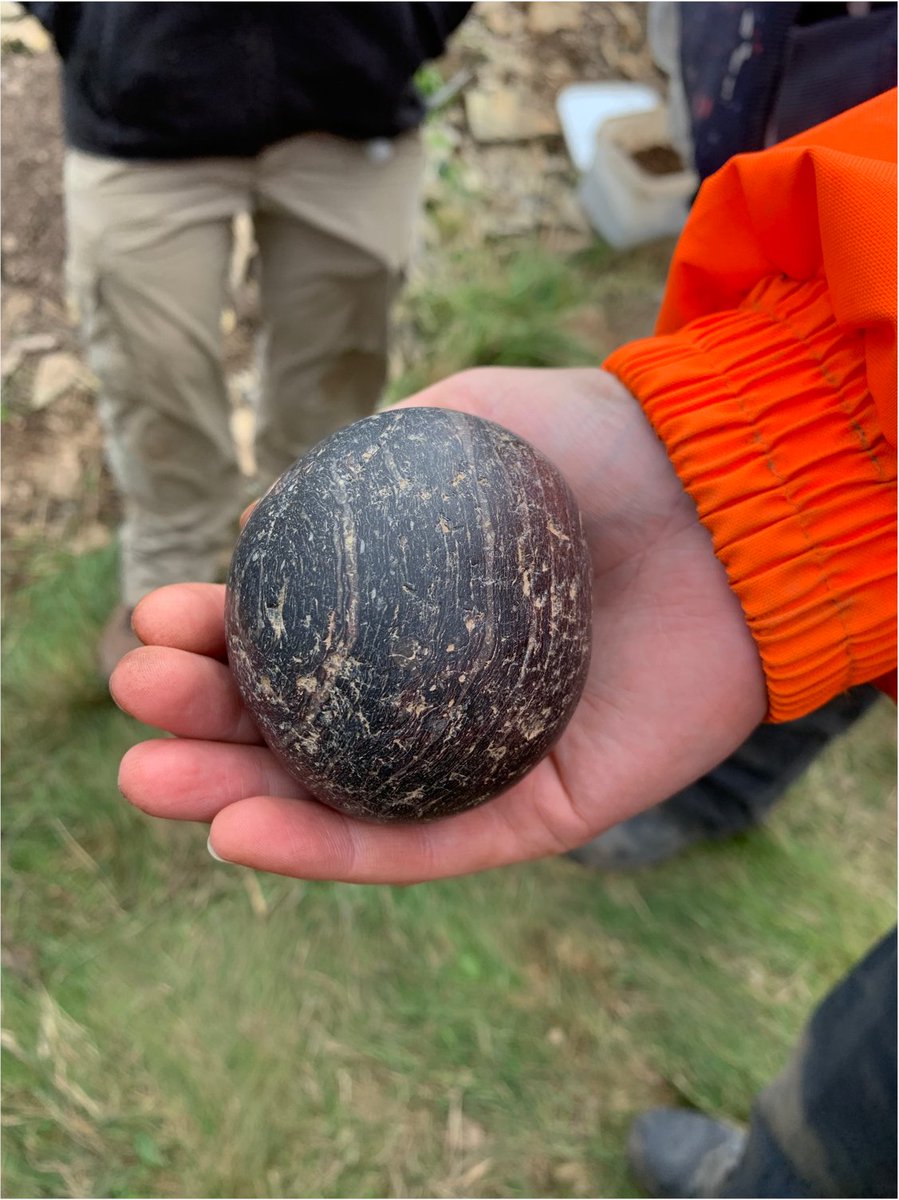 UCLanArchAnth's tweet photo. Well what a find! a polished stone ball found in the chamber of the neolithic tomb Tresness Sanday. This find is of real significance as it is one of only a few that has been discovered in a burial context.@UCLanArchAnth @UCLanResearch @hugowhymark  @SamWalshOsteo @NtlMuseumsScot https://t.co/YEbPBhJjfy