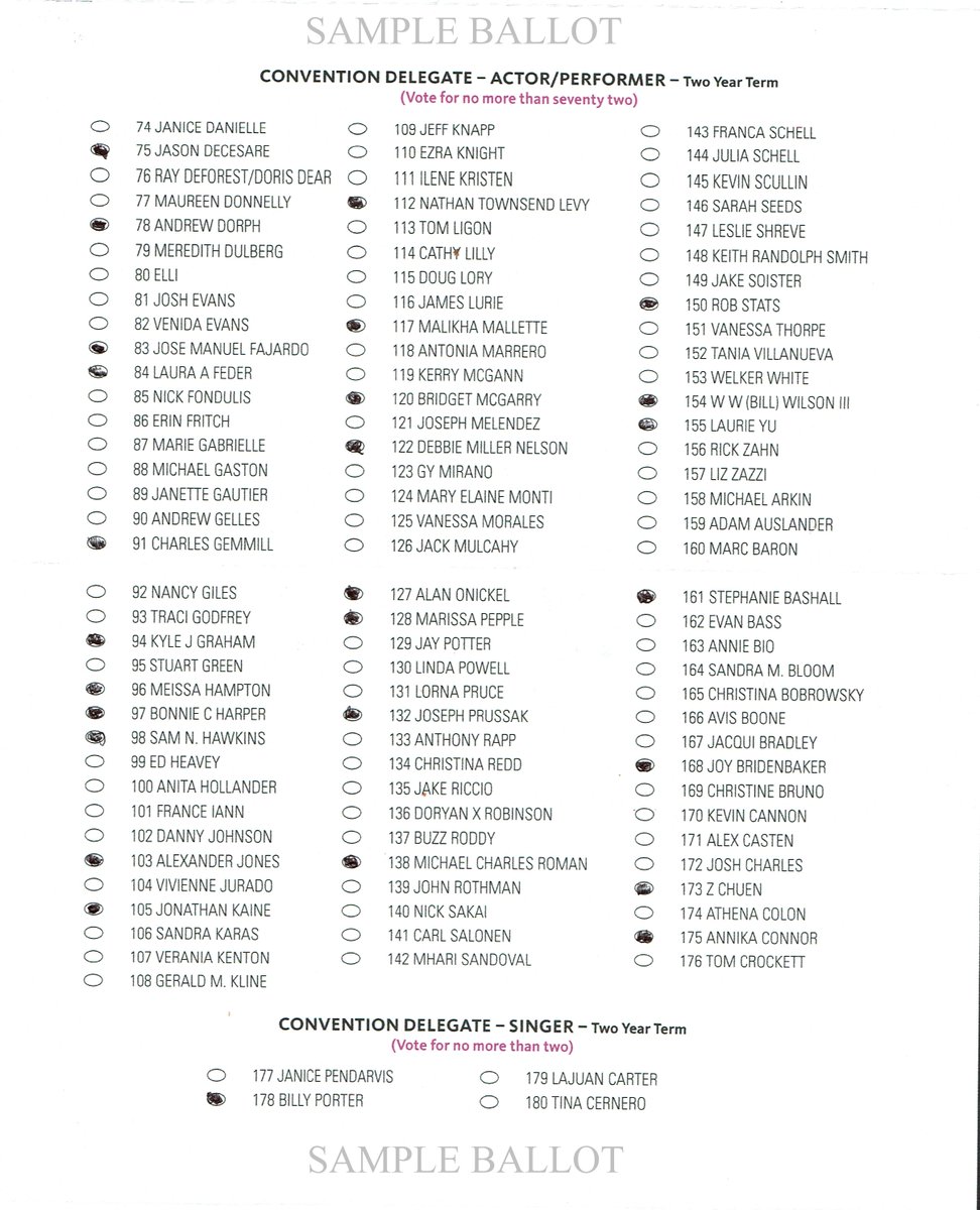 TheRobStats's tweet photo. To my fellow @SAGAFTRANY members, just a reminder there is still time to fill out your ballots and get them to the post office.  Here is your handy-dandy quick guide to voting for ALL the @IDEAL_NY candidates in EVERY category! https://t.co/7tYsciDV5j