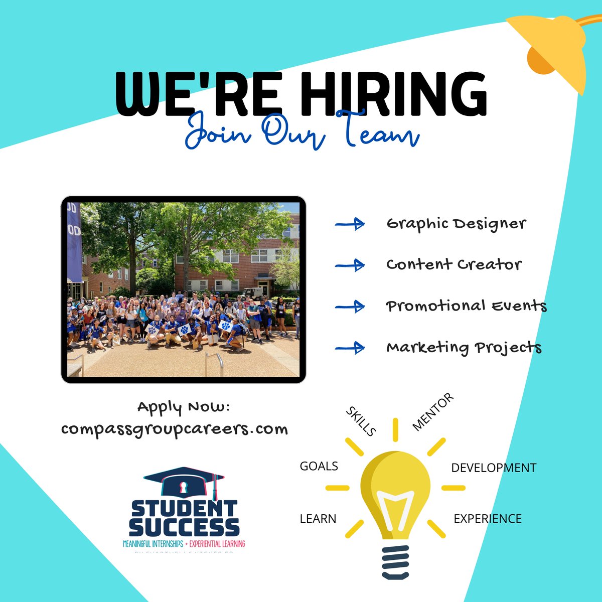 Start your growth with us! We have marketing intern positions available and we're looking for students like you to join our Marketing team! 💙 💙 💙 Apply now at compassgroupcareers.com!