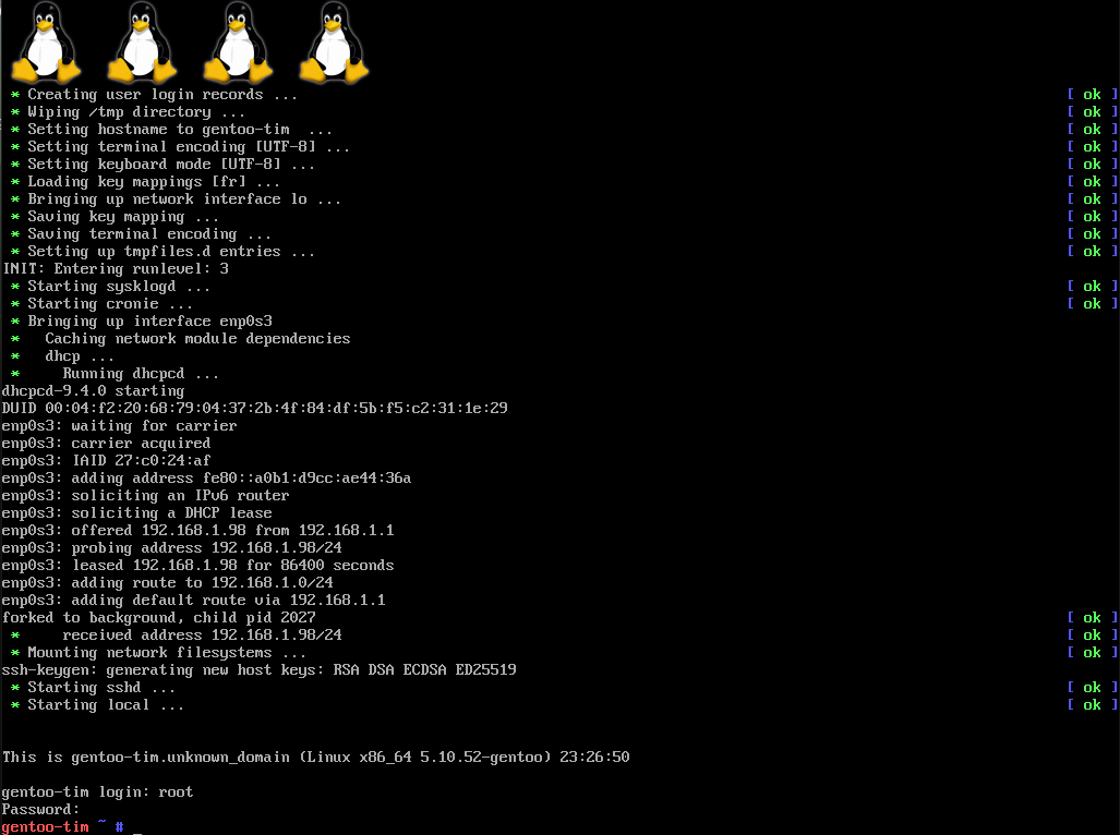 Vixepti's tweet photo. 1ère installation de #gentoo ✅
J'ai versé une petite larme. https://t.co/UpsQFcco4R