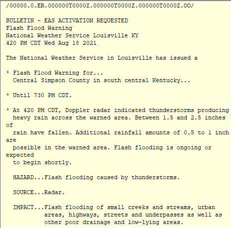 Flash Flood Warning has issued for Simpson Co until 7:30 pm.