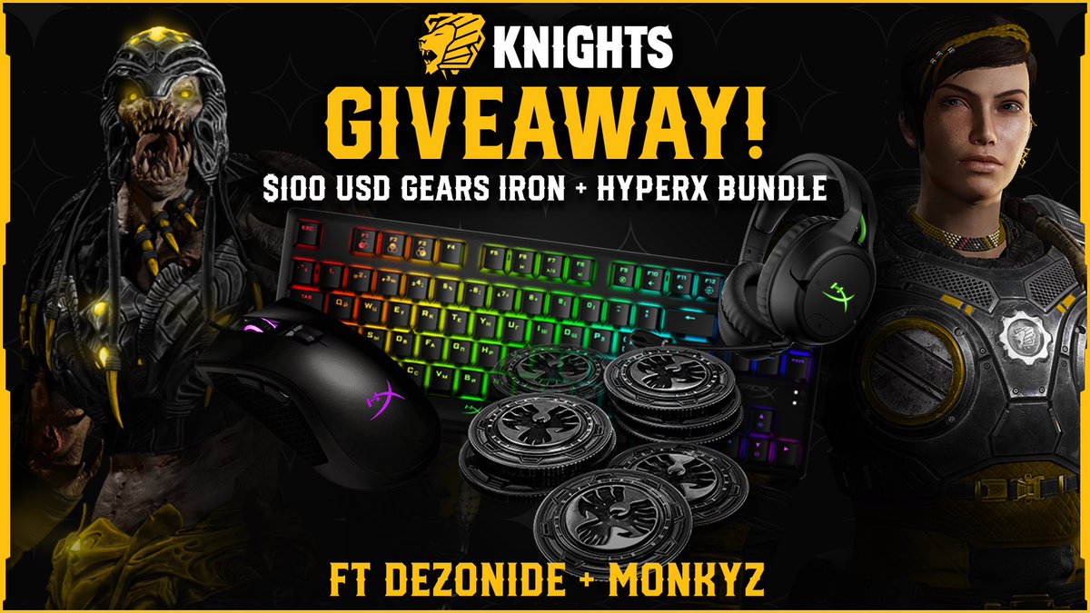 #Giveaway
Mi hermano <a href="/Dezo6od/">Dezonide</a>  y yo estamos orgullosos de ser parte de esta #NacionDeCaballeros, queremos regalarles más de 100 DLS en premios y productos de <a href="/HyperX/">HyperX</a>

1.- 👍🏽  y 🔁 
2.- Sígueme a mi y a <a href="/Dezo6od/">Dezonide</a> 
2.- Sigue a <a href="/KnightsGG/">KNIGHTS</a>/<a href="/KnightsLatam/">KnightsLATAM</a> 
4. @ un amigo
#KnightsNation