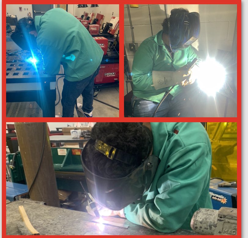 We weld it all in our advanced Welding I class! Gael Padilla running GMAW, Joe Flores running E7018 SMAW, &amp; Manny Garay welding aluminum with GTAW. #endlessopportunities #BlazerNation #TeamSISD