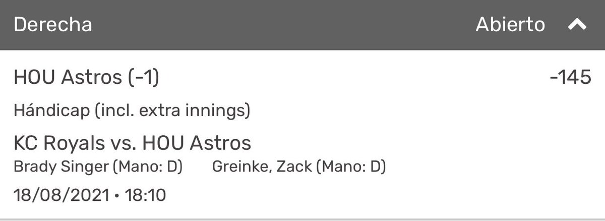 CONWIPICKSS's tweet image. MLB⚾️

Aquí les dejo el #FreePick del día de hoy⚾️🎯

VAMOS ASTROSSSS🔥🔥‼️‼️
#GamblingTwitter #MLB #FreePicks 
#ForTheH 

Astros vs Royals 
Pick: Astros -1