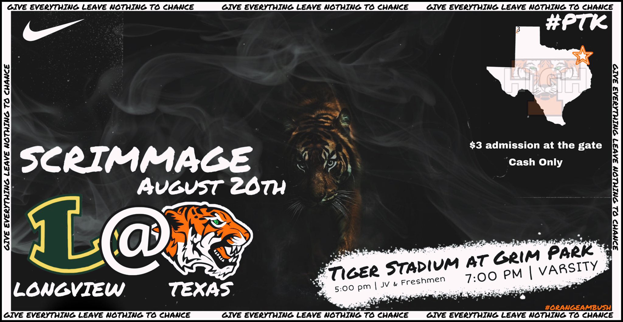 Texas High Tiger Football 🏈 on Twitter "Date August 20th Time