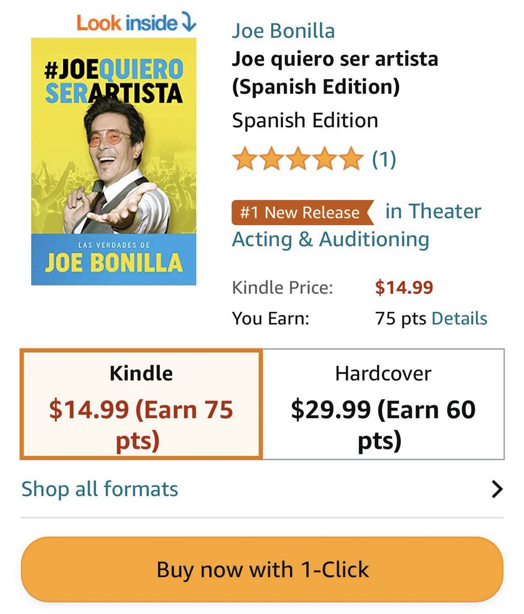 JOEBONILLA's tweet photo. Wowwwwwww! He vivido muchos números uno pero este 1mer. lugar es Mío Mío Mío! 
Im so grateful, gracias amigos #amazonbooks #numerone #NewRelease #joequieroserartista 
#LASVERDADESDEJOEBONILLA https://t.co/JaRZki5FMC