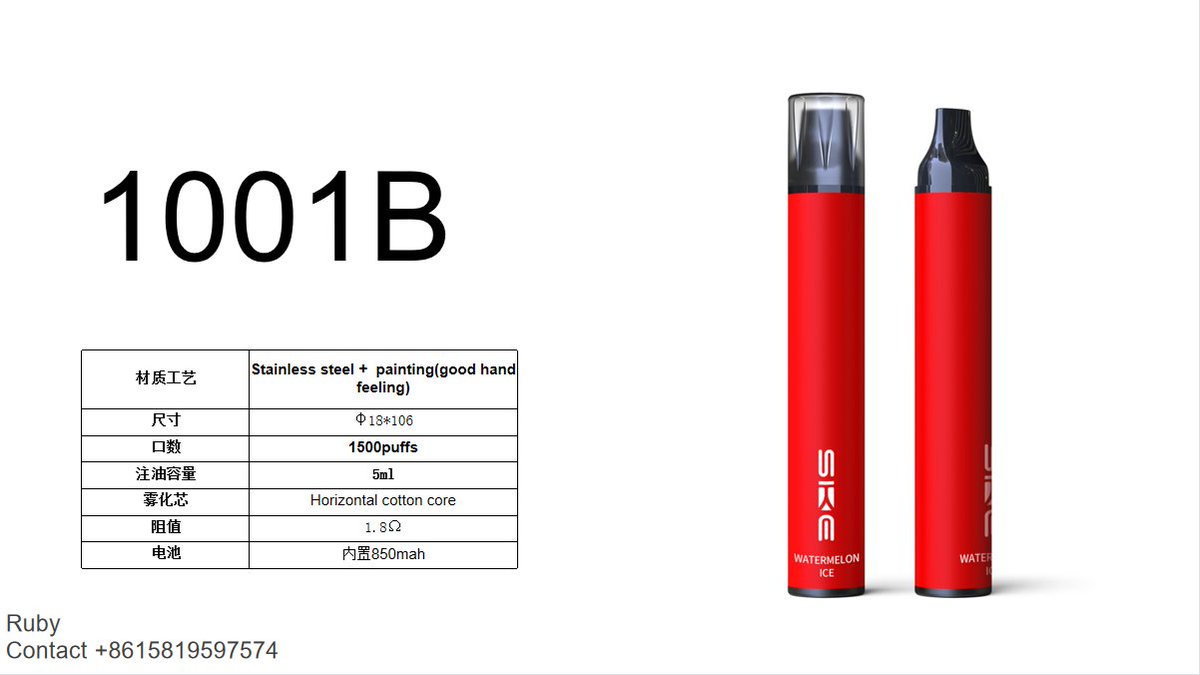 RubyChe48746213's tweet image. 1500puffs-5ml-850mAh-1001B
Stainless steel + painting
Strawberry 
Watermelon 
Banana 
Strawberry ice cream
Strawberry Kiwi
Cantaloupe
Grape 
Apple 
Coke 
Lychee 
Mint
More info. at sikaryvapor.com
Vape factory provide OEM
Contact: +86 15819597574
 #vape