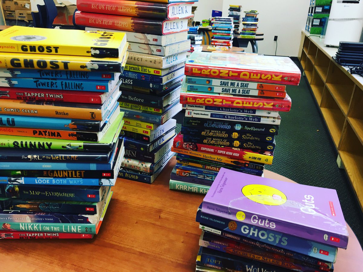 Pondering… should I keep the graphic novels in a separate section or not? What do you all think? Moving into a new classroom this year and trying out alphabetical organizing instead of genre! #fifthgrade #mglit #classroomlibrary