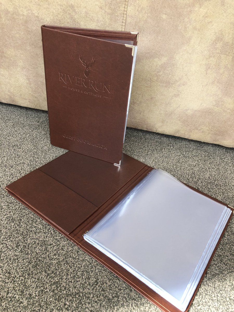 mainly_menus's tweet image. Room / Guest information Folders with built in pocket on inside to hold brochures etc