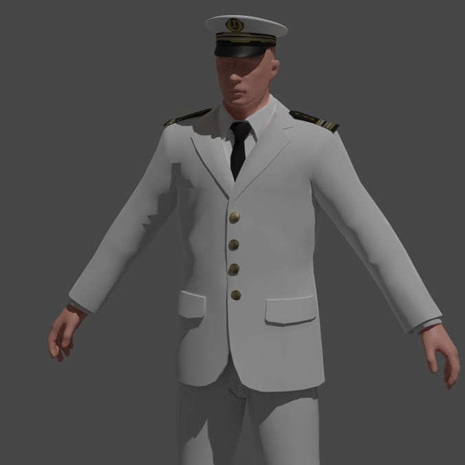 #wip Modélisation d'une tenue de cérémonie blanche d'un capitaine de Frégate de la Marine nationale.
