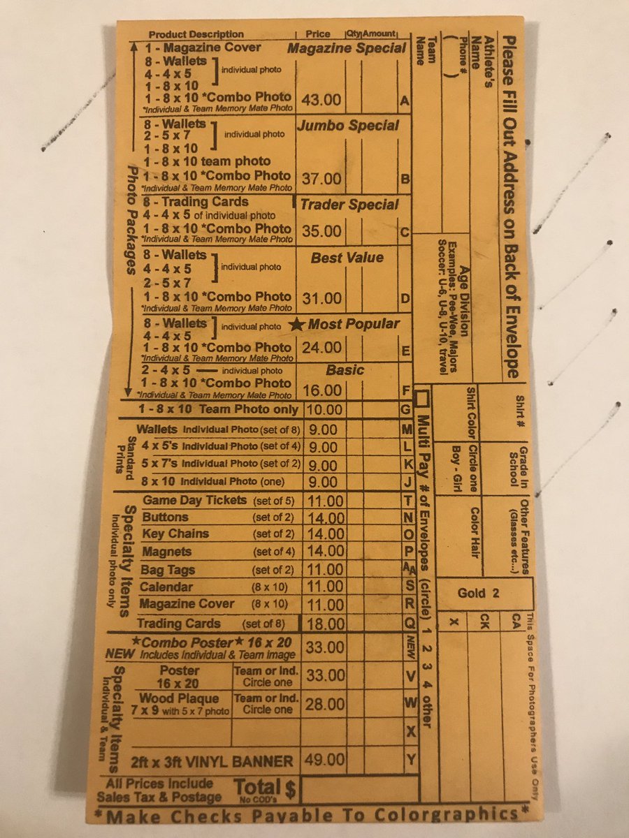 Picture Day is Sunday, 8/29! Here are all of your options to remember this awesome season! Envelopes will be available on location!