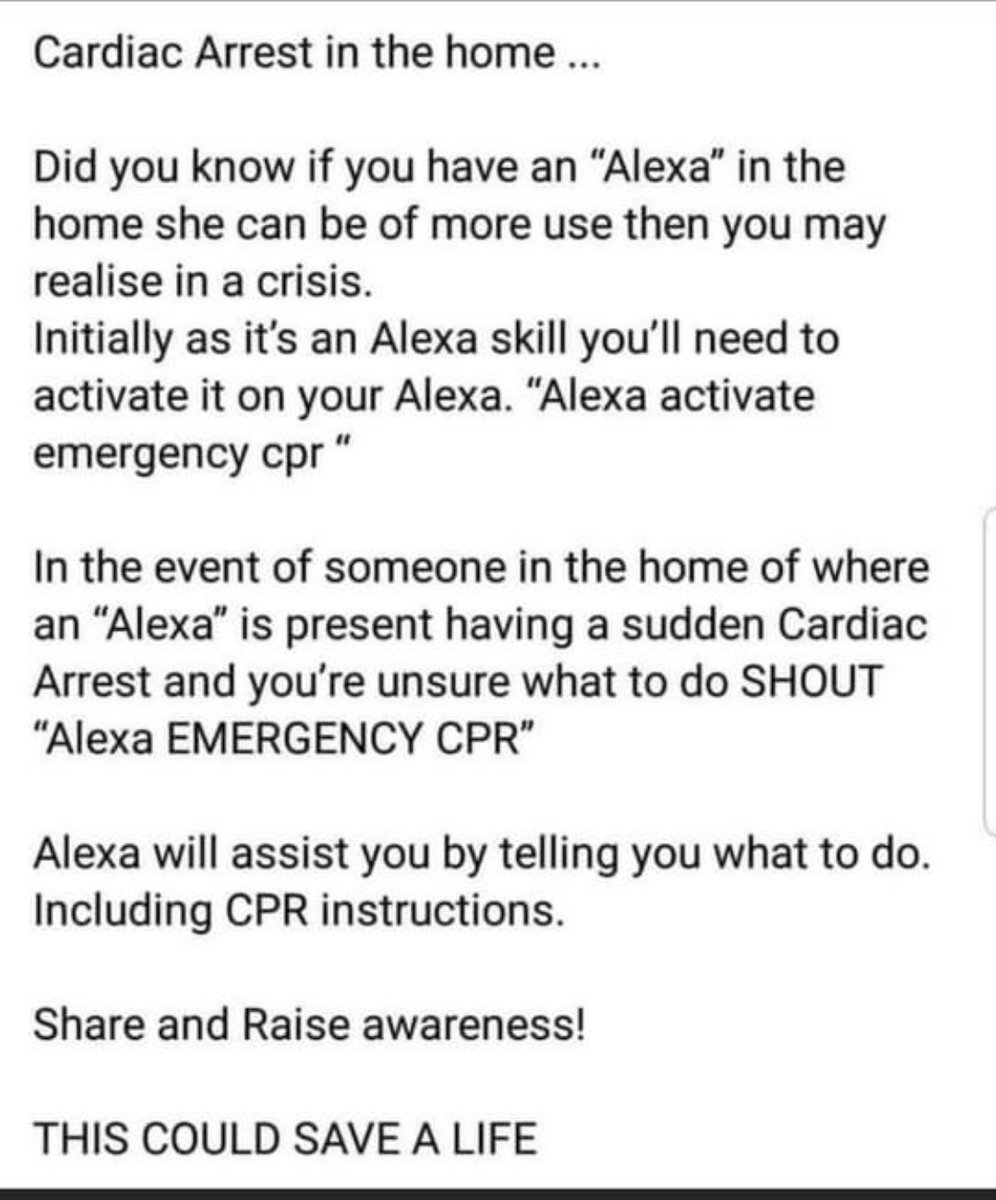 Lindsey_J0nes's tweet image. Didn’t know this! Useful information! #alexa #heartattack