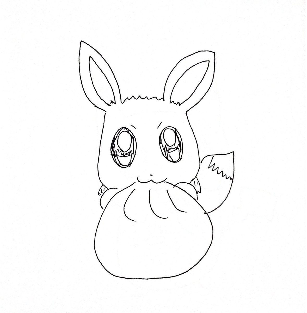 Ma エムエー 画家 イラストレーター ラクガキ 肉まんを食べるイーブイ シュークリームを食べるモルペコ りんごグミを食べるピカチュウ ポケモン 絵 イラスト お絵描き アート アナログイラスト