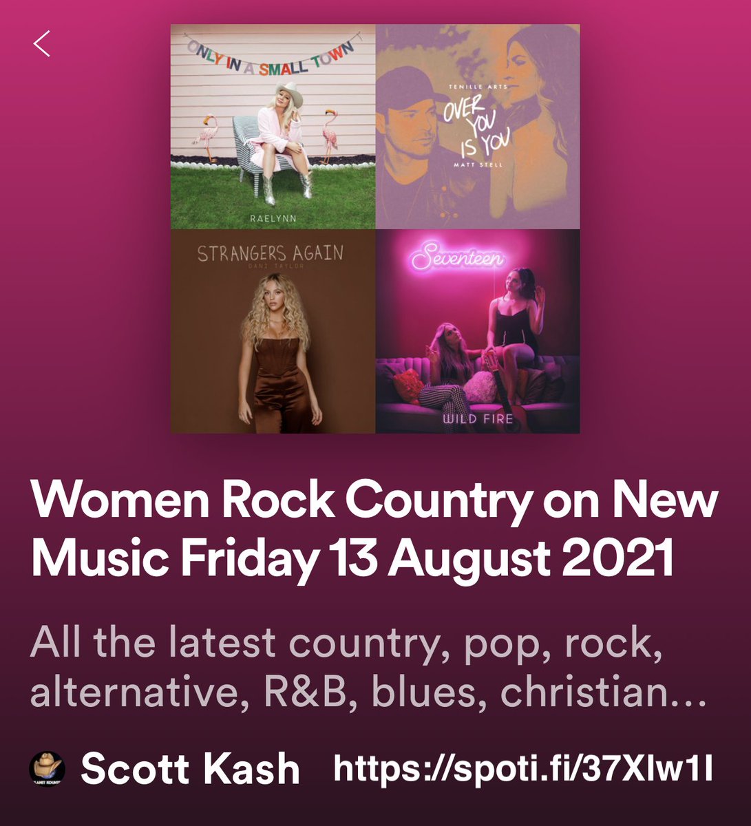 Here’s the new Women Rock Country on #NewMusicFriday playlist for the new releases from last week #WomenOFCountry

<a href="/JayneDenham1/">Jayne Denham</a>
@chelsea_berman
<a href="/VicAllenMusic/">Vic Allen</a>
<a href="/thenewgraces/">The New Graces</a>
<a href="/EveGoodman/">Eve Goodman</a>
@songsbyhannah &amp; @TimOBrienmusic
&amp; many more

#Spotify
spoti.fi/37Xlw1I