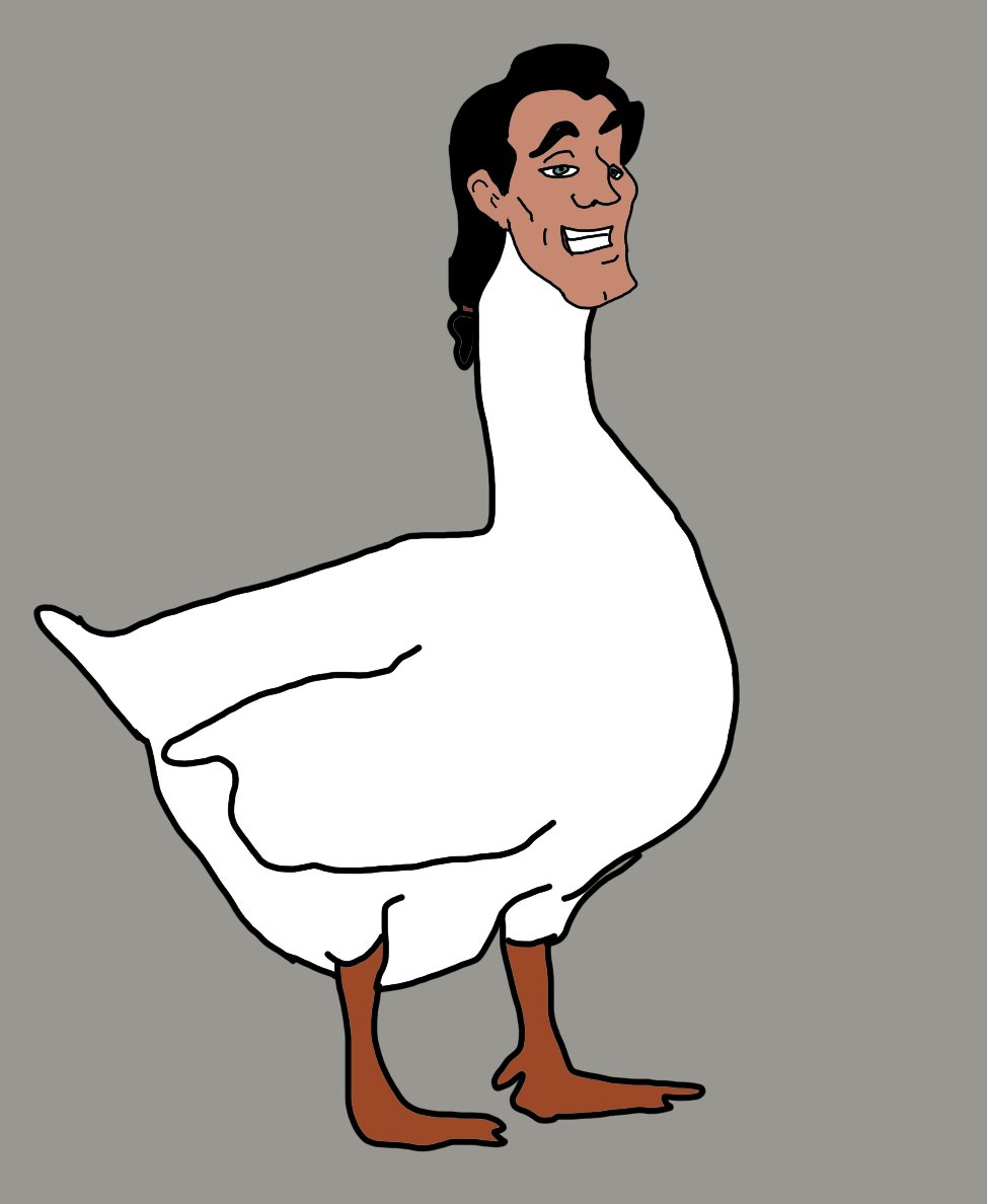 Luvoc_tv's tweet photo. When inspiration strikes, not always the best idea to follow through. I present to you... Gooston. #Gaston #Goose #doodle https://t.co/pQENP90MTw