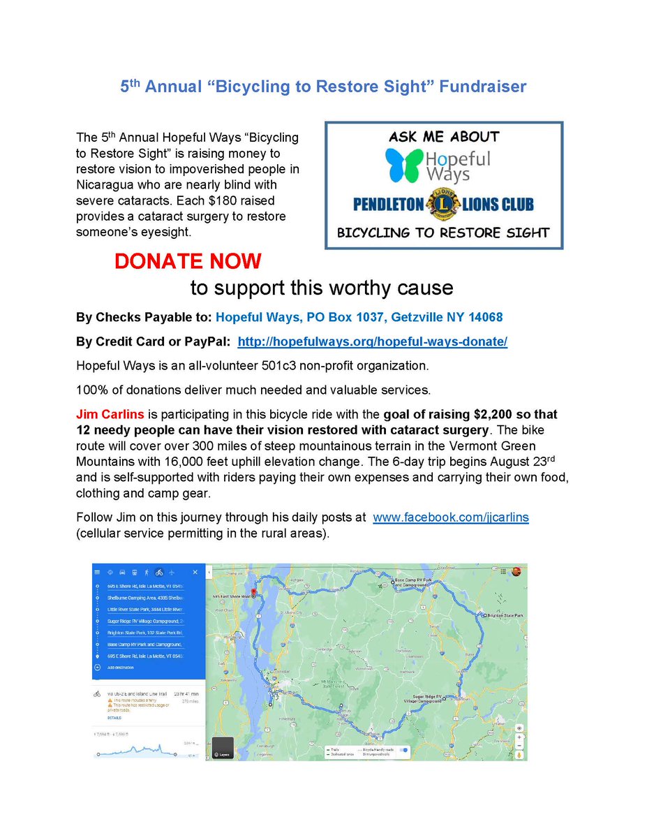 HopefulWaysOrg's tweet photo. The 5th Annual Hopeful Ways “Bicycling to Restore Sight” is raising money to restore vision to impoverished people in Nicaragua who are nearly blind with severe cataracts. Each $180 raised provides a cataract surgery to restore someone’s eyesight. https://t.co/0c8HwZuF6Y #donate https://t.co/8bkkz7atR1
