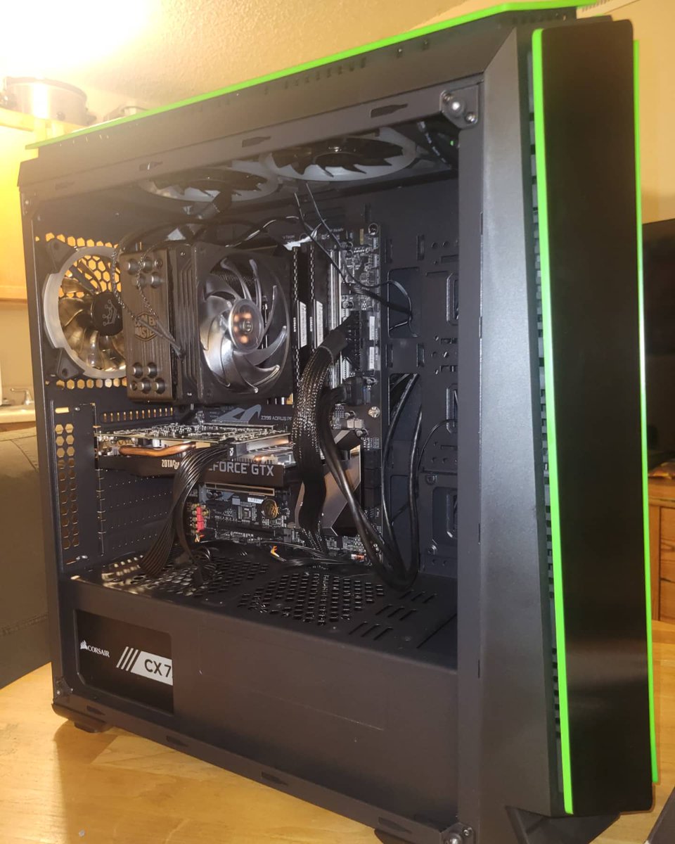 Day 3 of making my PC, everything is connected though I need an adapter for my power cable to properly power the CPU, just ordered one and I should be set by next week. #PCGaming