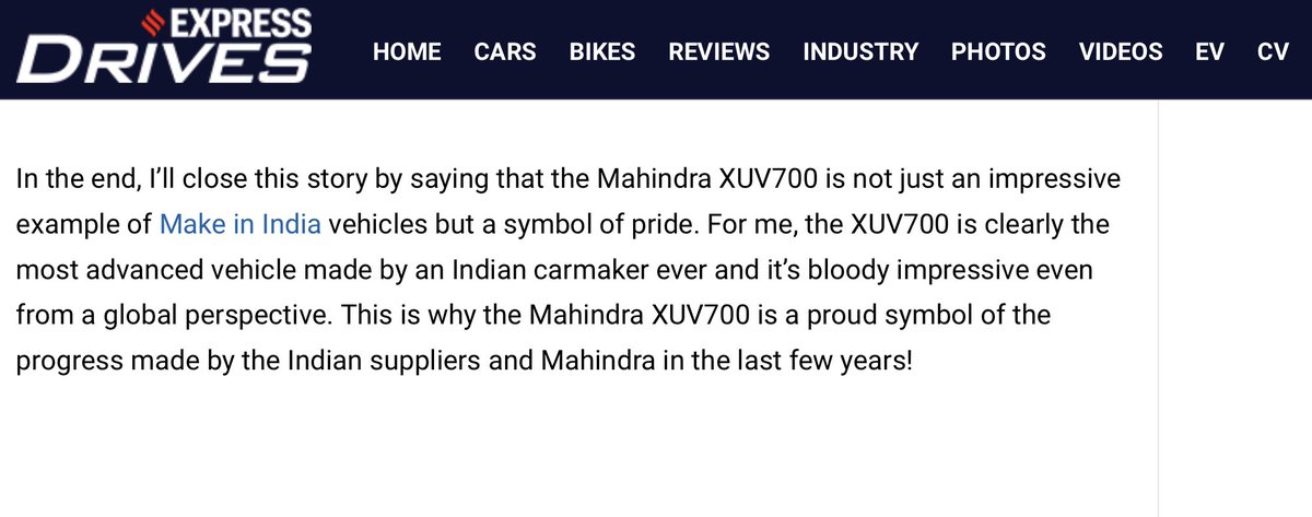 anandmahindra's tweet image. I have now clocked over 30 years in the Auto Industry & experienced my share of highs. But I must admit that a review of a new car launch that ends like this is a gratifying & fulfilling moment. 🙏🏽🙏🏽🙏🏽