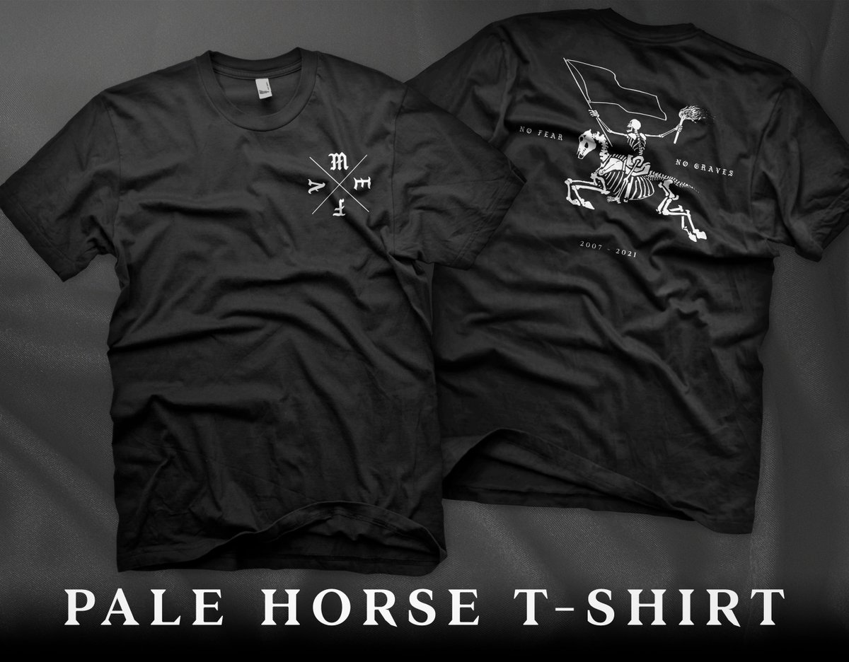 MEFV's tweet photo. 6 DAYS LEFT TO PLEDGE TO OUR KICKSTARTER! If you haven't visited our Kickstarter yet, you may not have seen this close look at the Pale Horse T-Shirt.

Available for a pledge as low as $20! Kickstarter link on our profile. https://t.co/aVn8LIA2HU