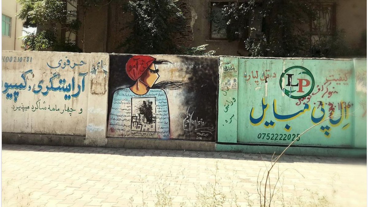 natsgonenuts's tweet photo. In the chaos of news today, want to take a moment to share the work of @ShamsiaHassani who is credited to be the first female graffiti artist in #Afghanistan. https://t.co/B6uAtmd3WL