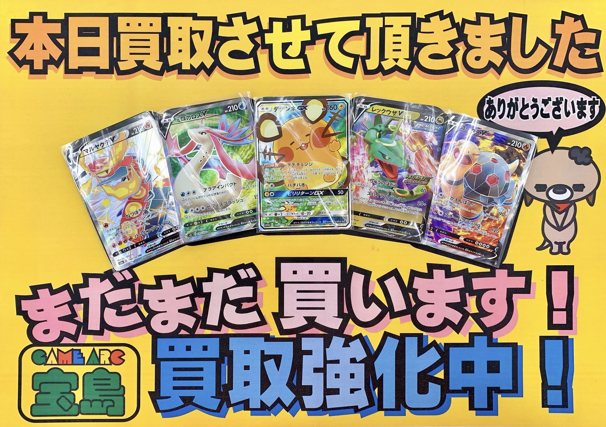 宝島稲沢店 トレカ買取 1番店目指します A Twitter ポケモンカードゲーム マルヤクデv Ssr ミロカロスv Sr デデンネgx Sr 傷あり レックウザv S P 傷あり コータスv Sr 傷あり 買取させていただきました 傷あり品の値段 状態は店頭でご確認ください