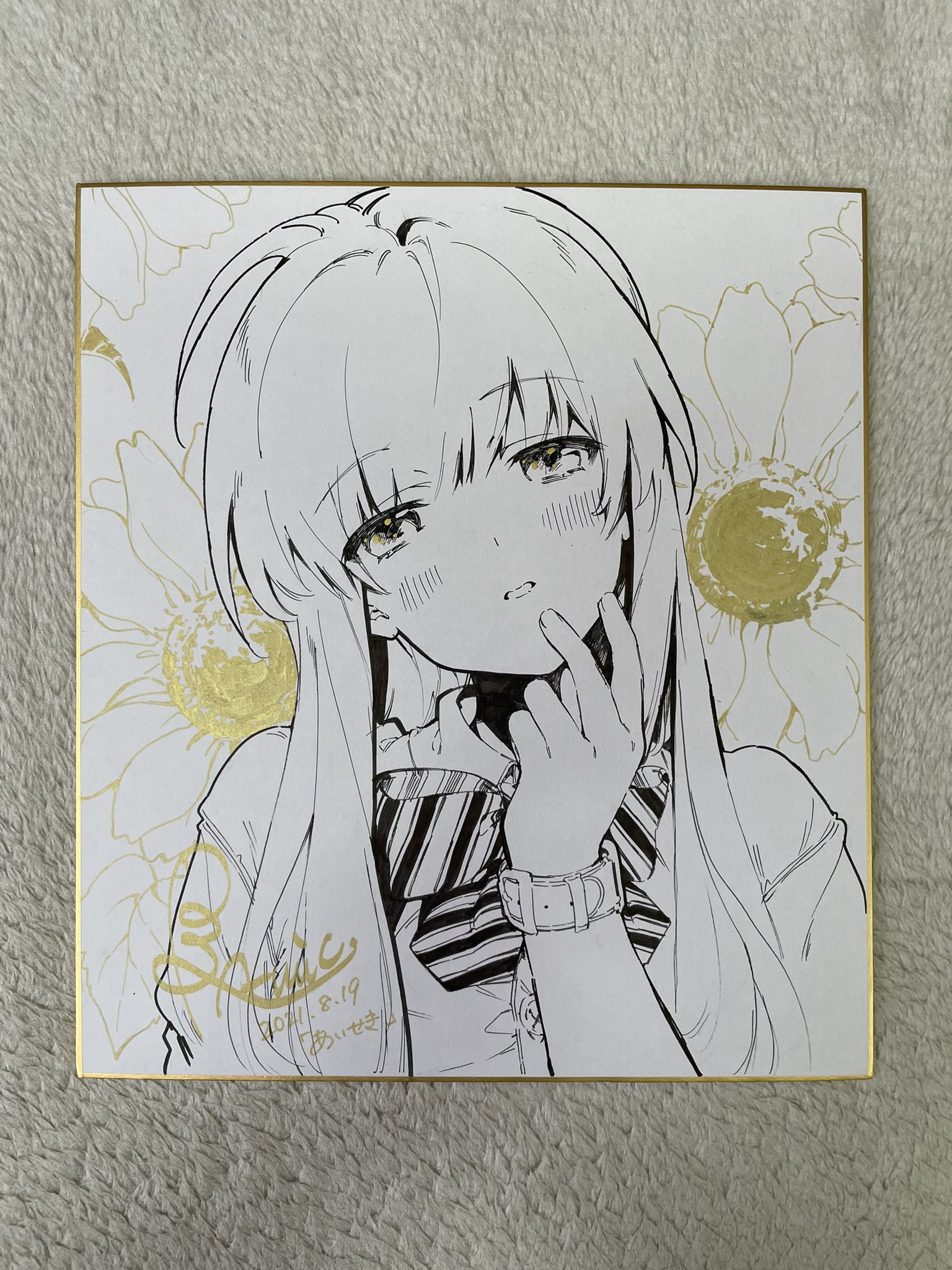 アシュア　直筆コラボ色紙 3061] あだち充 直筆カラー色紙「アイドルA」