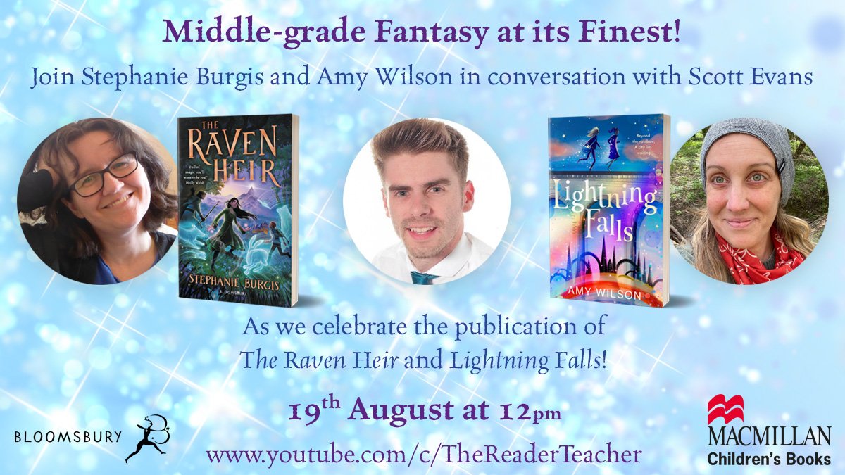 Just three hours to go! Join @stephanieburgis and @AJ_Wils in conversation with @MrEPrimary to celebrate the epic, new middle-grade fantasy The Raven Heir. When: 19th August 12pm. Where: youtube.com/c/TheReaderTea… Free for everyone to view!