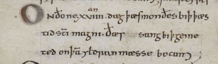 On ðone nigonteoþana dæg þæs monðes biþ þæs martyres tid Sancti Magni, ðæs sangb biþ gemeted on þam yldran mæssebocum
On the nineteenth day of the month [August] is the feast of the martyr Saint Magnus, whose mass can be found in the older massbooks
<a href="/ClerkofOxford/">Eleanor Parker</a> <a href="/MagnusMartyr/">St Magnus the Martyr, London Bridge</a>