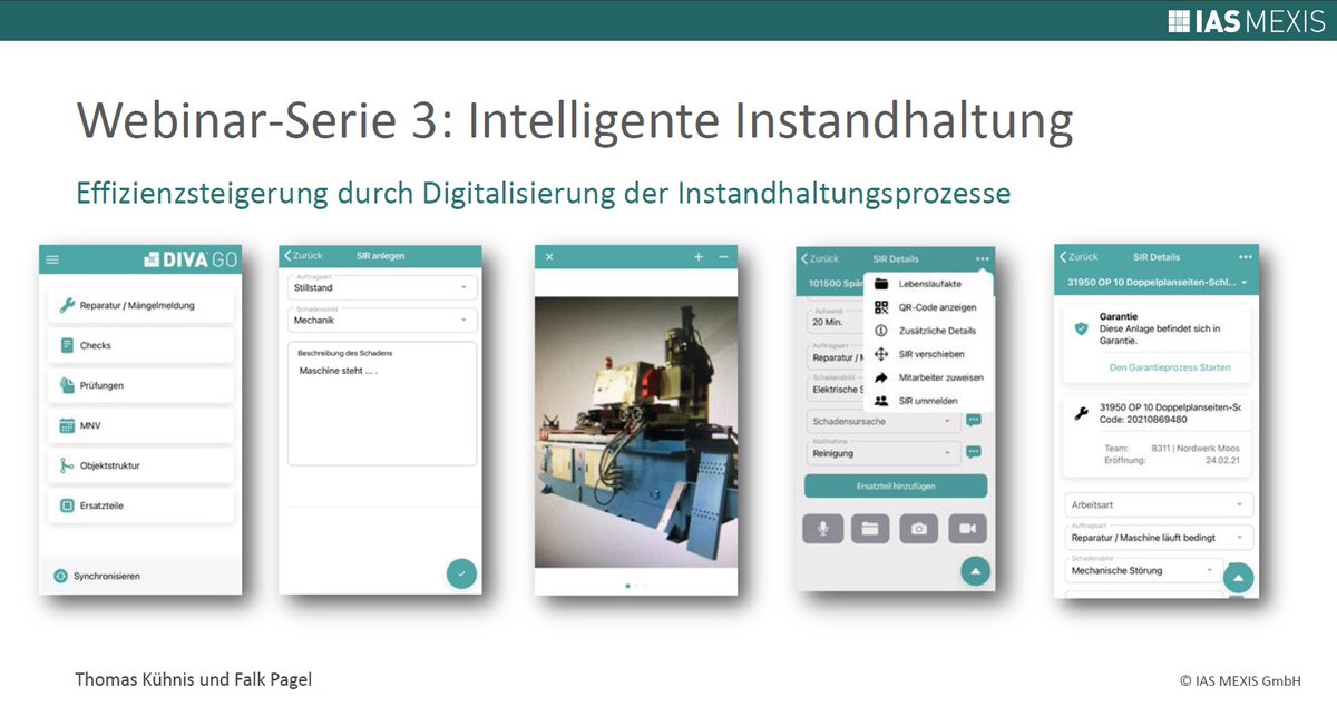 iasmexis's tweet photo. Die Vorteile einer papierlosen, digitalen Instandhaltung sind: 
- Schnelles Anlegen und Bearbeiten einer Störung 
- Reduktion der Stillstandzeiten
- Bessere Meldequalität durch Bild-, Video- bzw. Audioaufnahmen 
Sie haben das Webinar verpasst?  https://t.co/veKBym0VWY https://t.co/n6u6jYZ6vq